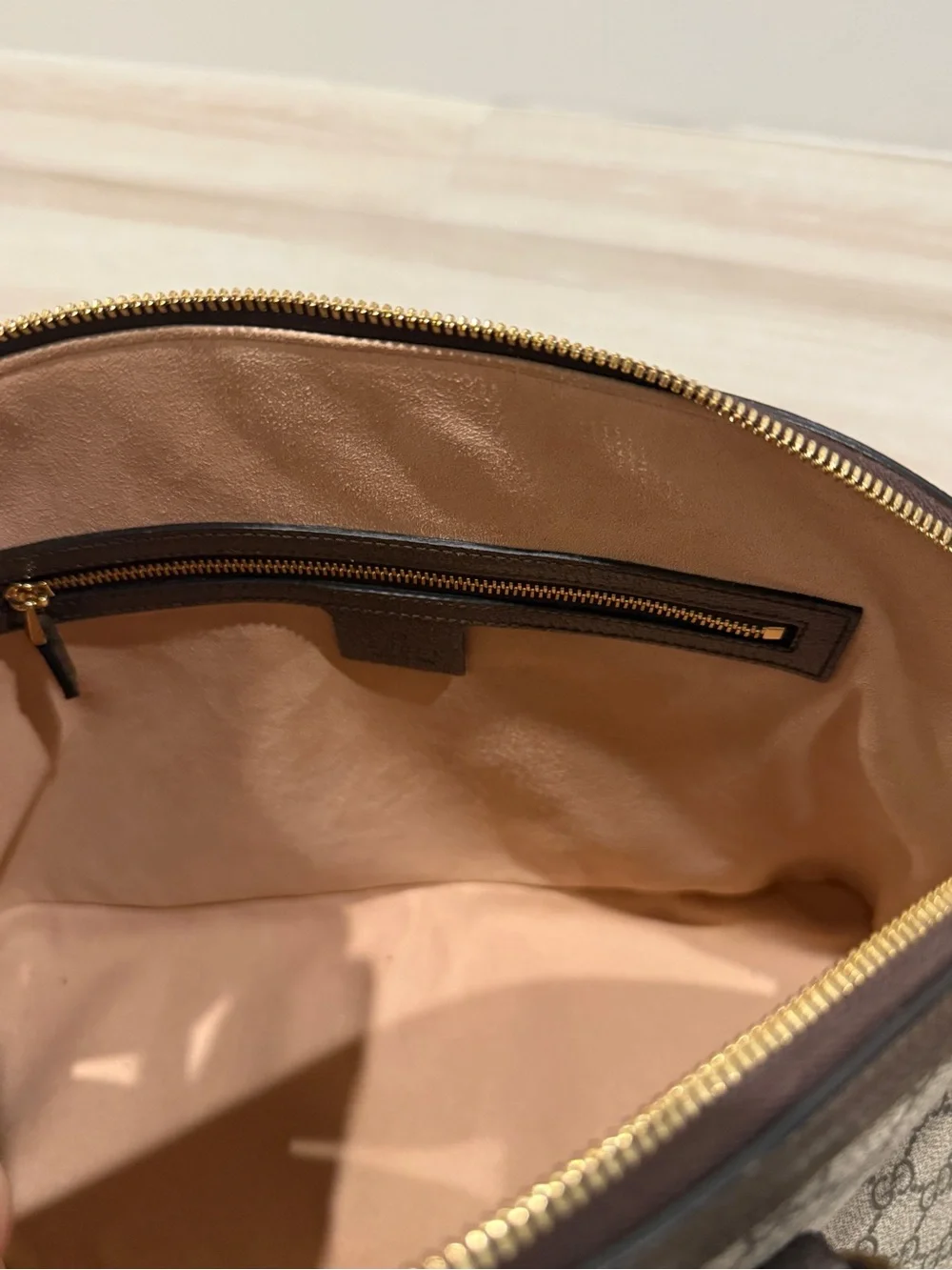 Gucci Brown/Beige GG Canvas Satchel with Green-Red Web Stripe